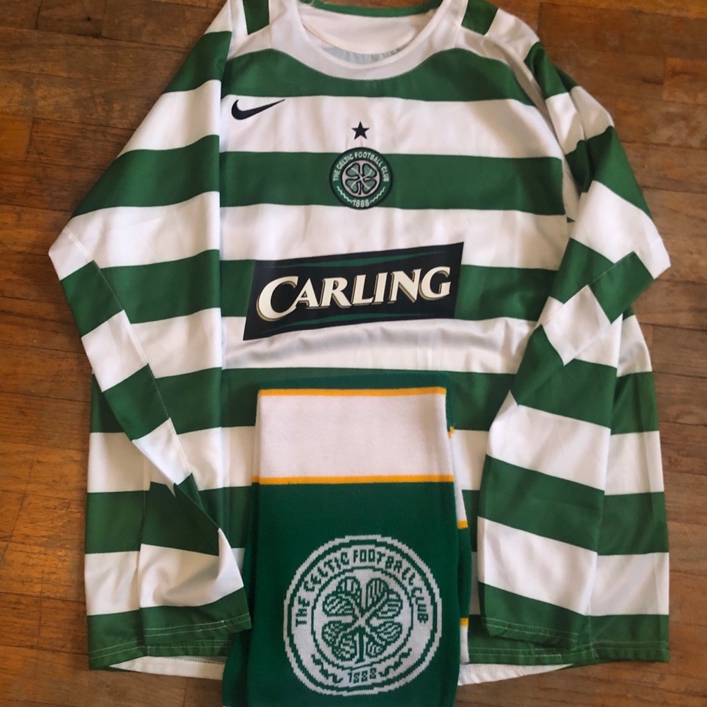 Celtic FC 2005-2007 Nike Home Kit with scarf XL